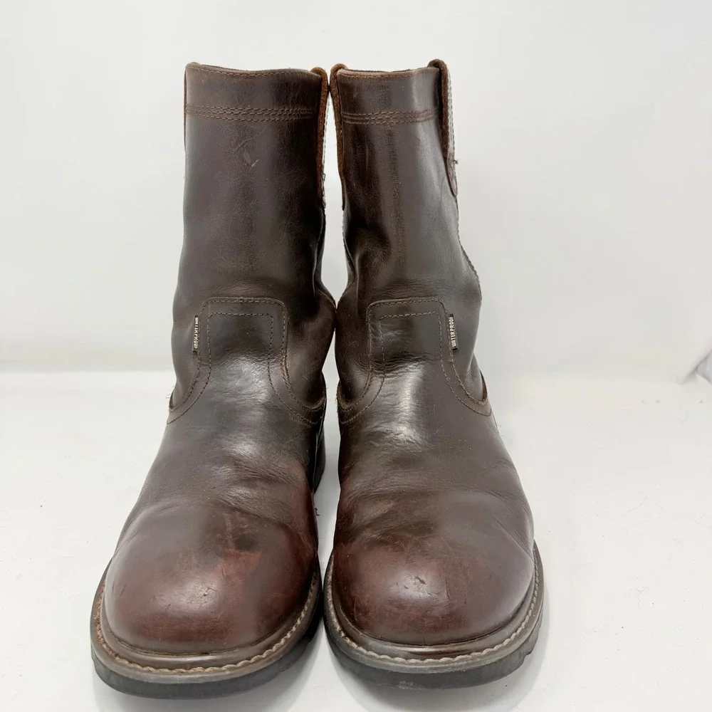 Wolverine Mens Brown Leather Waterproof Pull On Work Boots W10682 Size 9.5 M